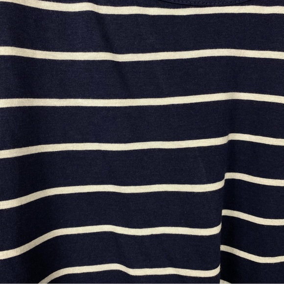 Navy Blue and White Striped Top, Scoop Neck Short Sleeve Tee, Cotton Modal Blend - Picture 9 of 12